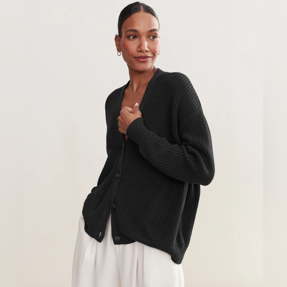 NWT New Jenni Kayne Cotton Cocoon Cardigan Black Size Small